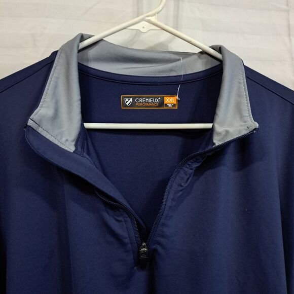 Cremieux Performance 38 Mens Zip Pullover Long Sleeve Shirt Jacket 2XL Dark Blue - Picture 2 of 16